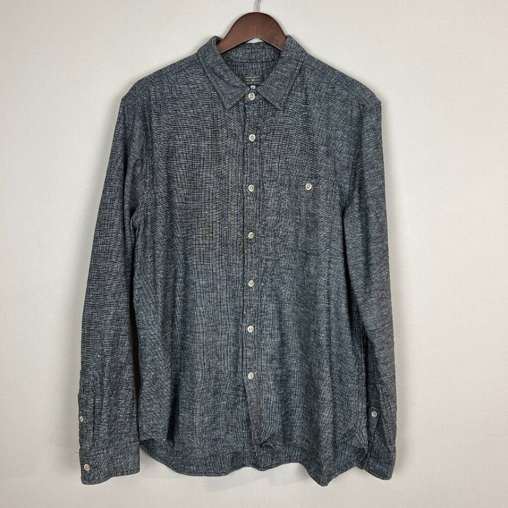 Wilson & Willy's Shirt Mens Large Gray Button Up Long‎ Sleeve Woven Cotton USA L